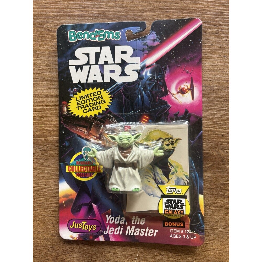 1993 Just Toys Bend-Ems Star Wars Yoda Jedi Master w/ Topps Card Sealed MOC